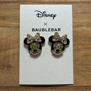 Disney X Baublebar earrings: Minnie Mouse Bow with rhinestones gold undertone